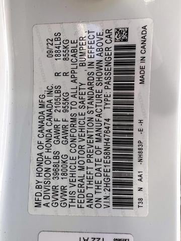 2022 Honda Civic Si Si Manual Sedan
